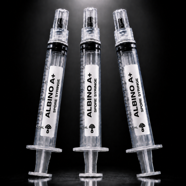 Albino A+ Mushroom Spore Syringe